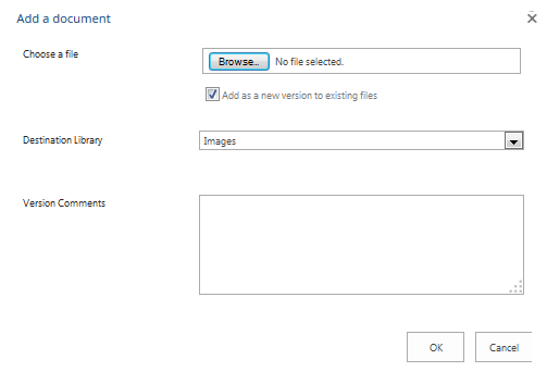 Document upload dialog box