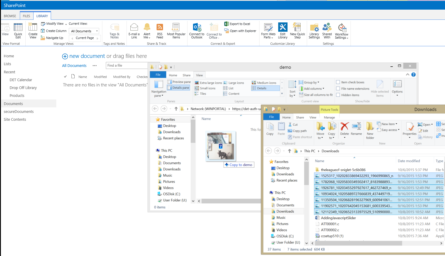 Screenshot of copying files in Windows Explorer
